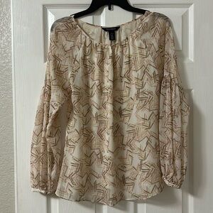 SOLD WHBM Long sleeve Blouse Top Pink Silver Thread Size 4 - SMALL